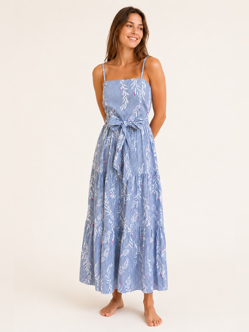 Lilly Pulitzer Aviana Maxi Dress Blue Coral Print Size 2